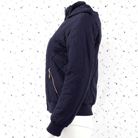 Navy Removable Hood Quilted Puffer Jacket - Picture 6 of 8